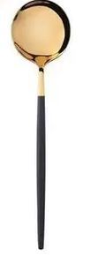 Jogo c/ 6 Colheres de Sopa Slim Dourado Preto Pvd Fullfit