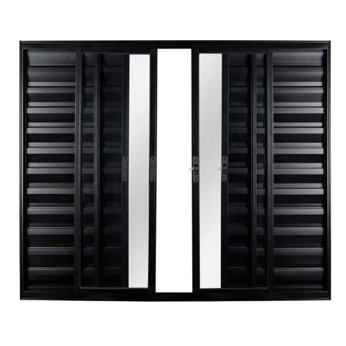 JANELA VENEZIANA 6 FOLHAS VIDRO LISO LINHA MODULAR ALUMÍNIO PRETO