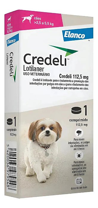 Antipulgas E Carrapatos Credeli Para Cães De 2,5 À 5,5 Kg 1 Comprimido De 112.5 Mg