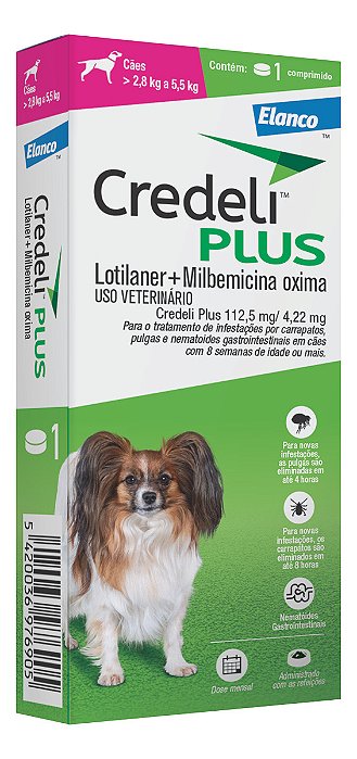 Antipulgas E Carrapatos Credeli Plus Para Cães De 2,8 À 5,5 Kg 1 Comprimido De 112.5 Mg
