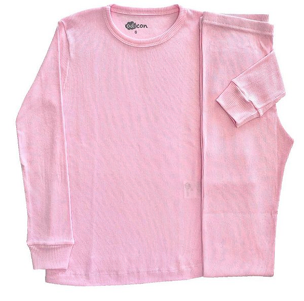 Conjunto Blusa e Calça Canelado Rosa Bebê