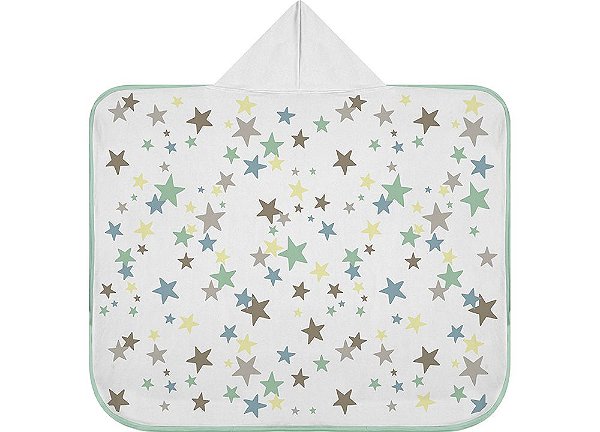 Toalha de Banho Bebê com Capuz Estrelas