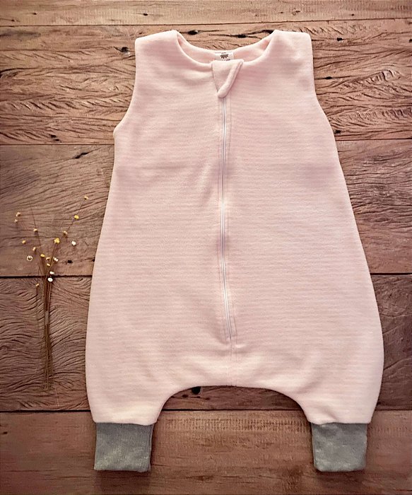 Saco de Dormir Infantil Com Pezinho em Soft Rosa Listrado