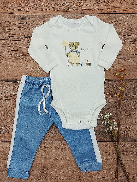 Conjunto Longo Body e Calça Bebê Play Time