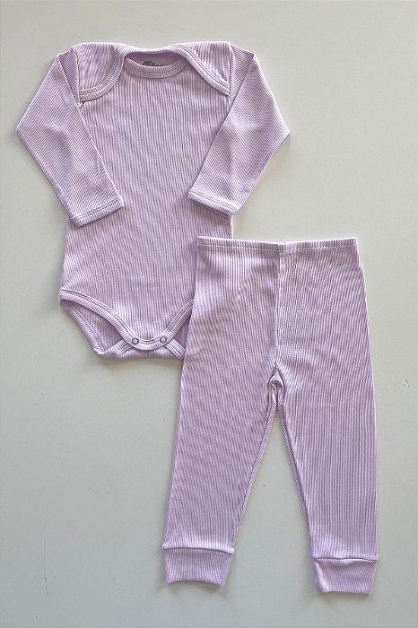 Conjunto Body e Calça Infantil Canelado Lilás