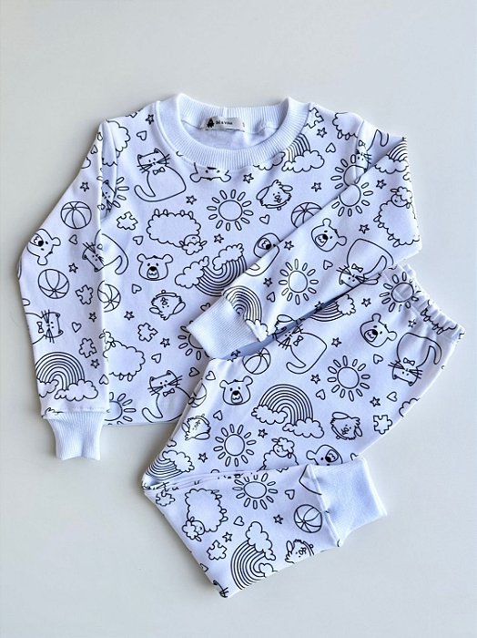Pijama Suedine 100% Algodão Para Colorir