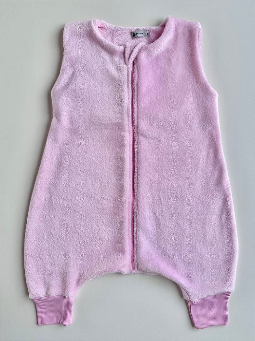 Saco de Dormir Infantil em Fleece com Pezinho Cor Rosa Claro Liso
