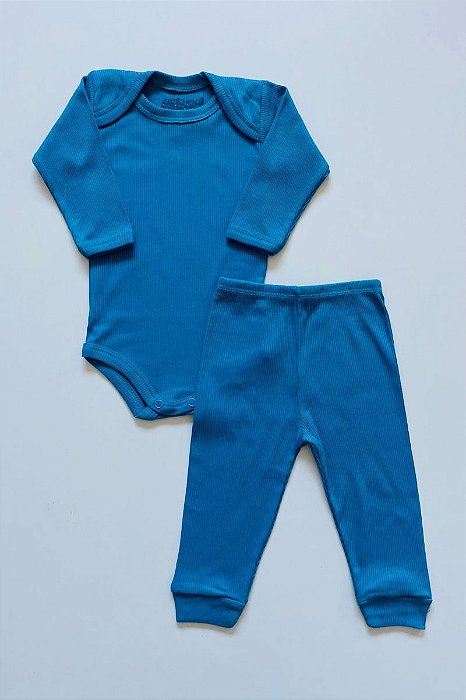 Conjunto Body e Calça Infantil Canelado Azul Royal