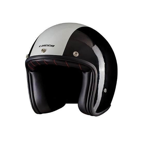 Capacete Lucca Cafe Racer Line Glossy Black White