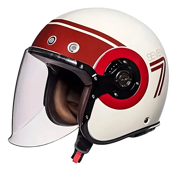 Capacete Smk Retro Jet Branco/Vermelho