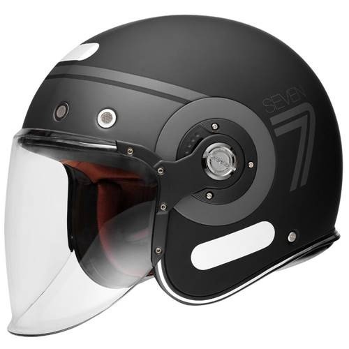 Capacete Smk Retro Jet Seven Preto/Cinza Fosco