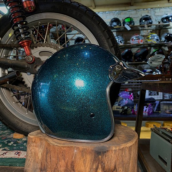 Capacete Lucca Cafe Racer Master Azul Flake