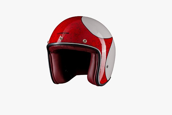 Capacete Lucca Cafe Racer Glossy White Red
