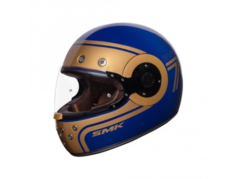 Capacete SMK Retro Seven Dourado/Azul Fosco