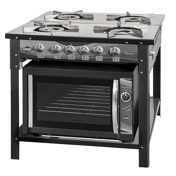 Fogão a gás Titanyum 04 bocas Industrial + Forno Titanyum Super Industrial  - LAYR