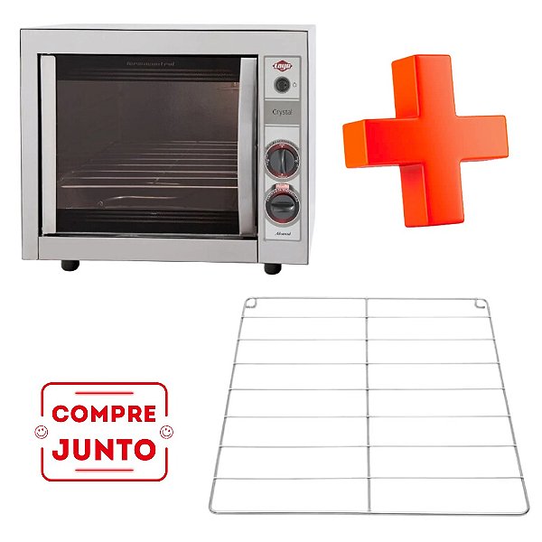 KIT Forno Elétrico Crystal Inox Advanced + Prateleira (Grade)