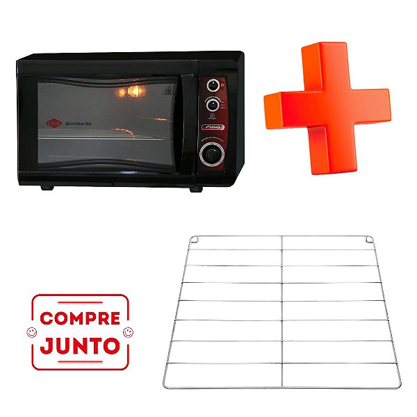 KIT Forno Elétrico Flexy Black Easy Clean + Prateleira (Grade)