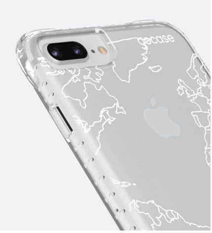 Capinha Impact Slim - Mapa Mundi Lines White - iPhone 7Plus / 8Plus