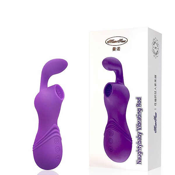 Estimulador Recarregável com Sucção e Vibração Formato Coelho e 12 modos de vibração