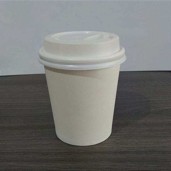 Copo Papel 210ml C/ Tampa Bico P/ Café Capuccino Chá 50 Un