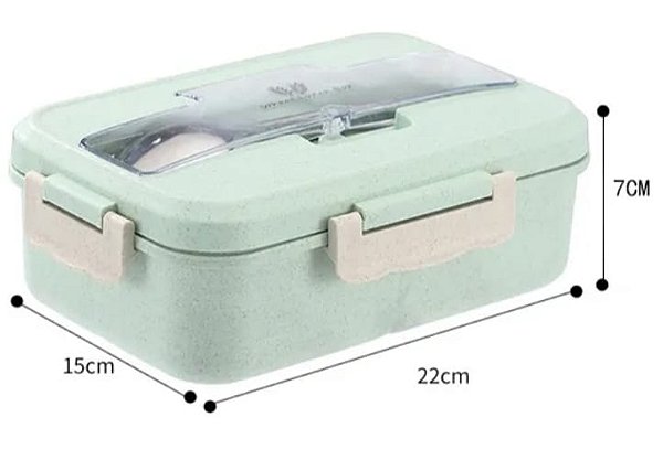 Marmita Ecológica Trigo Pote Fitness Com 3 Compartimentos 1 L Verde