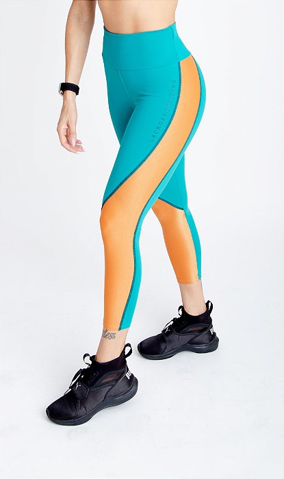Legging Capri Jump Jade & Orange
