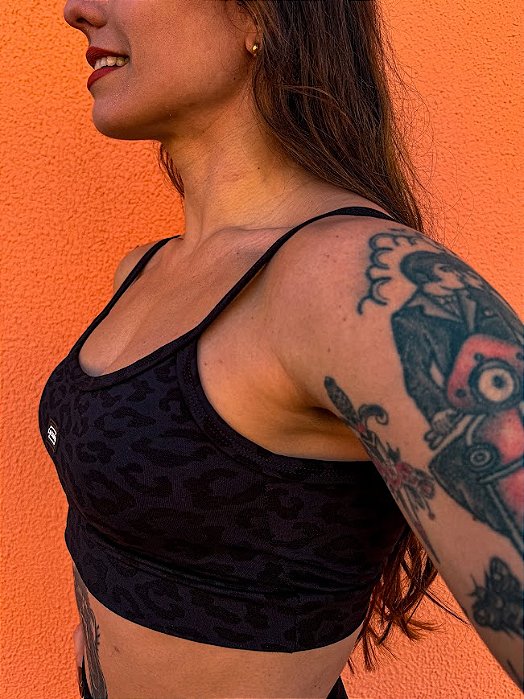 Top Jacquard Leopard Preto