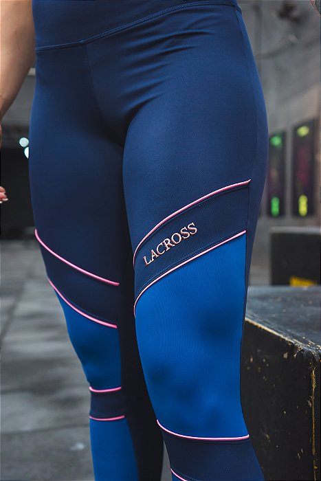 Legging Color Block Recortes Marinho