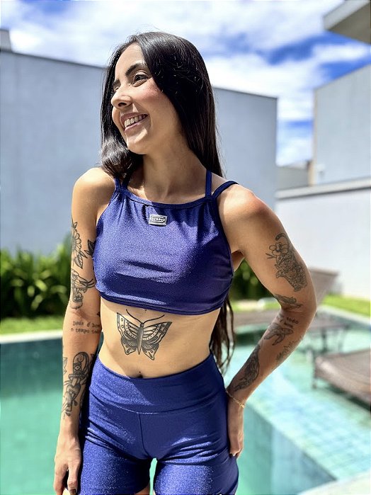 Top Karen Metalizado Marinho
