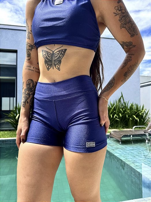 Shorts Amanda Metalizado Marinho