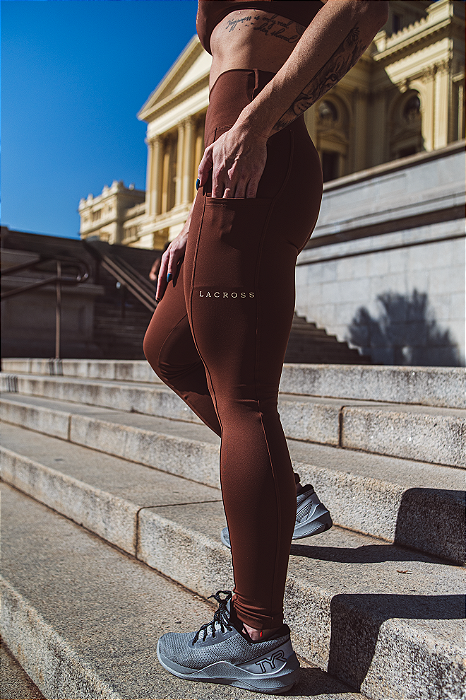 Legging Versalhes Bolsos Castanho