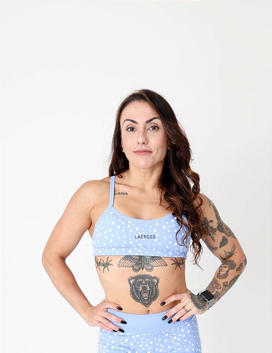 Top Alcinha Dots Ice Blue
