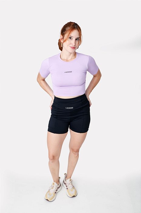 Cropped Manga Curta Race Lilás