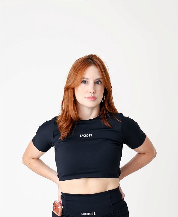 Top Cropped Dream com Abertura Preto