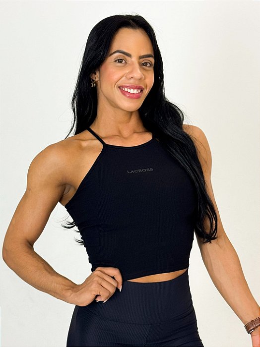 Cropped Canelado Shoulder Black