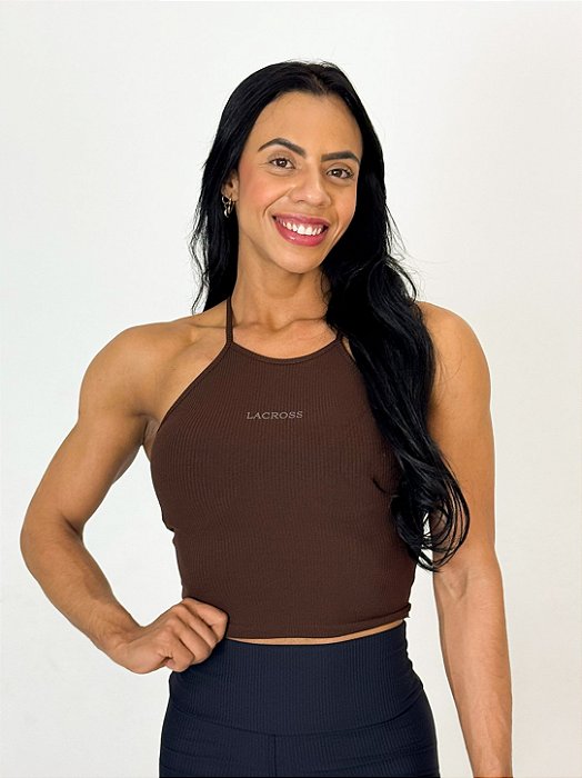 Cropped Canelado Shoulder Café