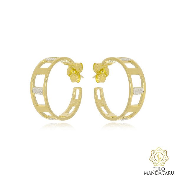 Brinco folheado a ouro feminino – duplo círculos vazados delicados