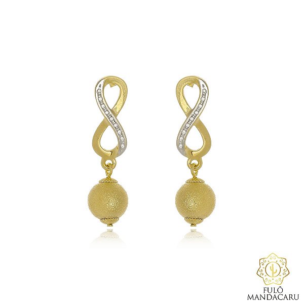 Brincos com bolinhas e caneta de ródio branco