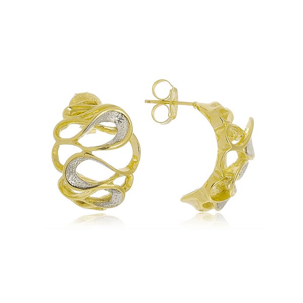 Brinco vazado transversal com aplique de caneta de ródio