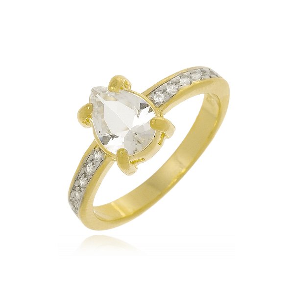 Anel Gota Branca Microcravejado