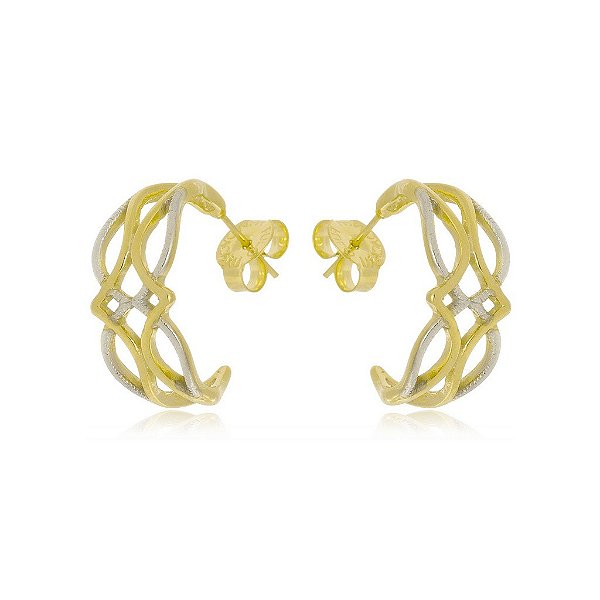 Brinco Argola Laço Entrelaçado Bicolor