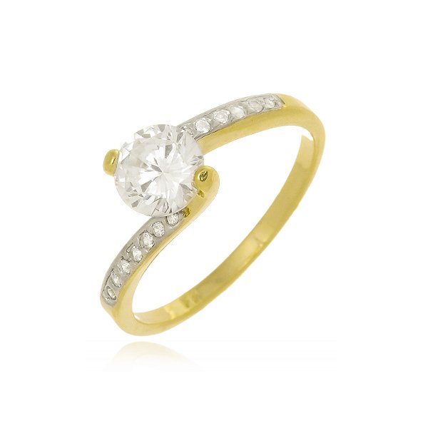 Anel Solitário com Zircônias – Banhado em Ouro 18K | Fulô Mandacaru