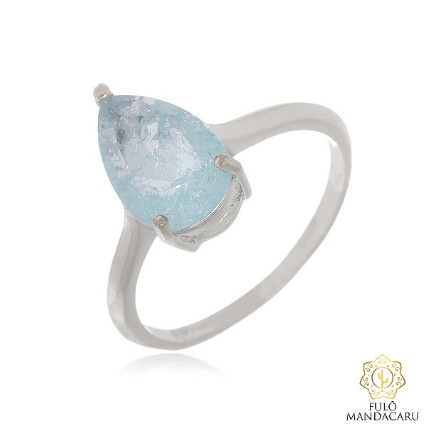 Anel Gota com Pedra Azul – Banhado em Ouro 18K e Ródio Branco | Fulô Mandacaru