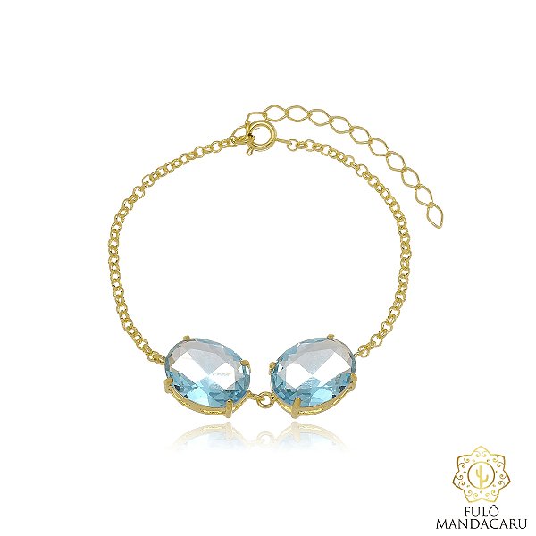Pulseira gravata com 2 pedras ovais
