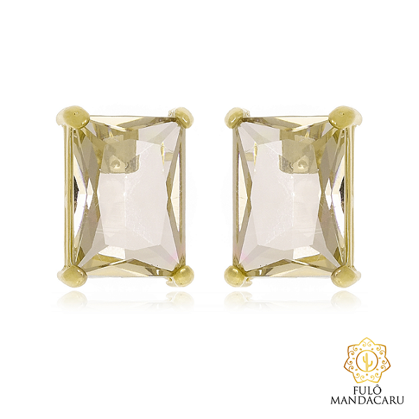 Brinco quadrado com pedra de cristal cravejado