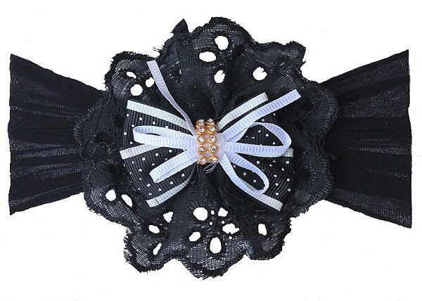 Faixinha Infantil  flor preta