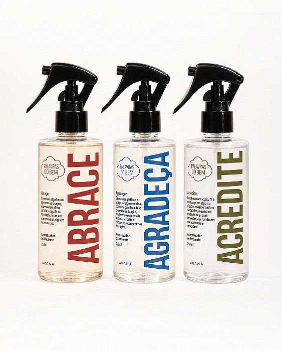 Kit Palavras Do Bem 3 Fragrâncias - Abrace - Agradeça - Acredite