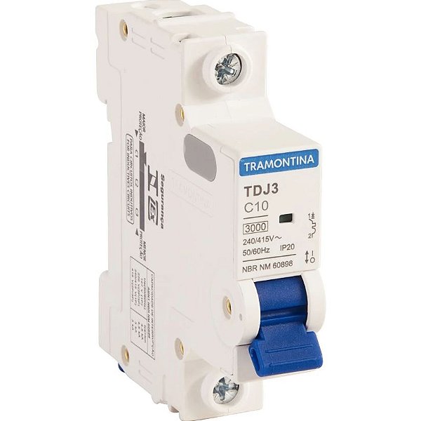 Minidisjuntor Monopolar TDJ3-1C10 1P 10A 3KA Tramontina