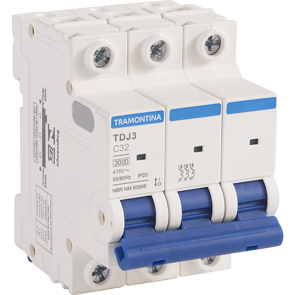Minidisjuntor Tripolar TDJ3 - 3C25 3P 25 3KA Tramontina
