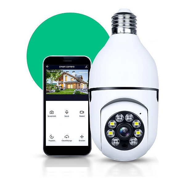 Câmera De Segurança Lâmpada IP Wifi Sensor Noturno
